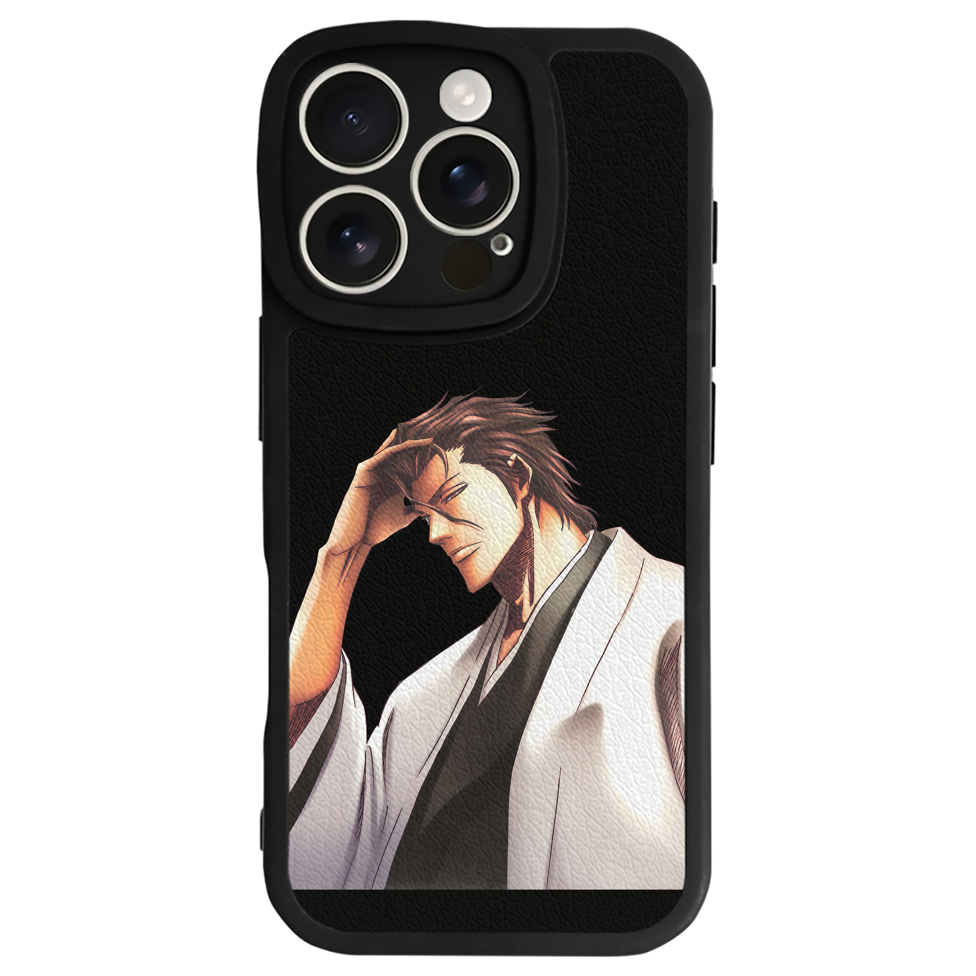 （画像用） ブリーチ 藍染 惣右介（あいぜん そうすけ） BLEACH Aizen Sousuke 【iPhone 16シリーズ対応】シリコンスマホケース（レザー調） 材質：シリコン